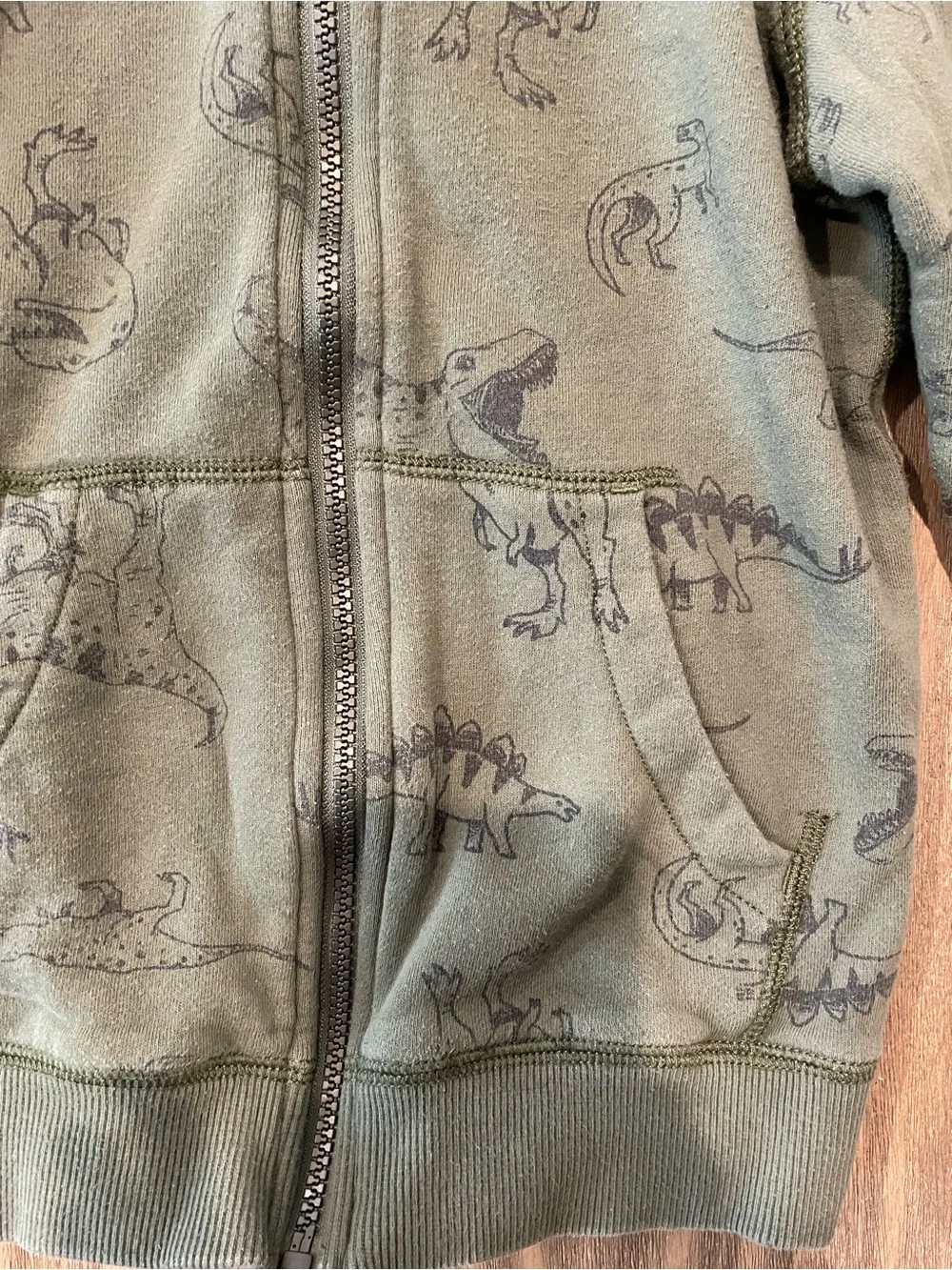 Carter's Green Dino Print Zip Hoodie